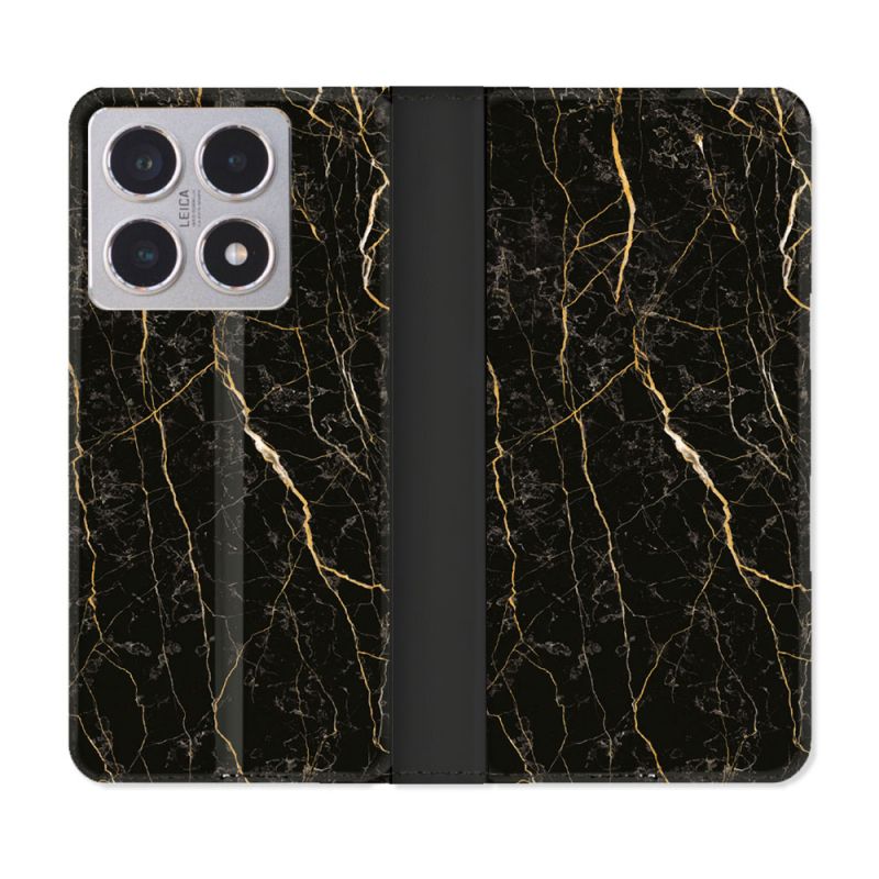 Housse cuir portefeuille Pour Xiaomi 15T Texture Marbre Noir