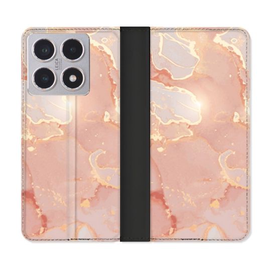 Housse cuir portefeuille Pour Xiaomi 15T Texture Marbre Rose