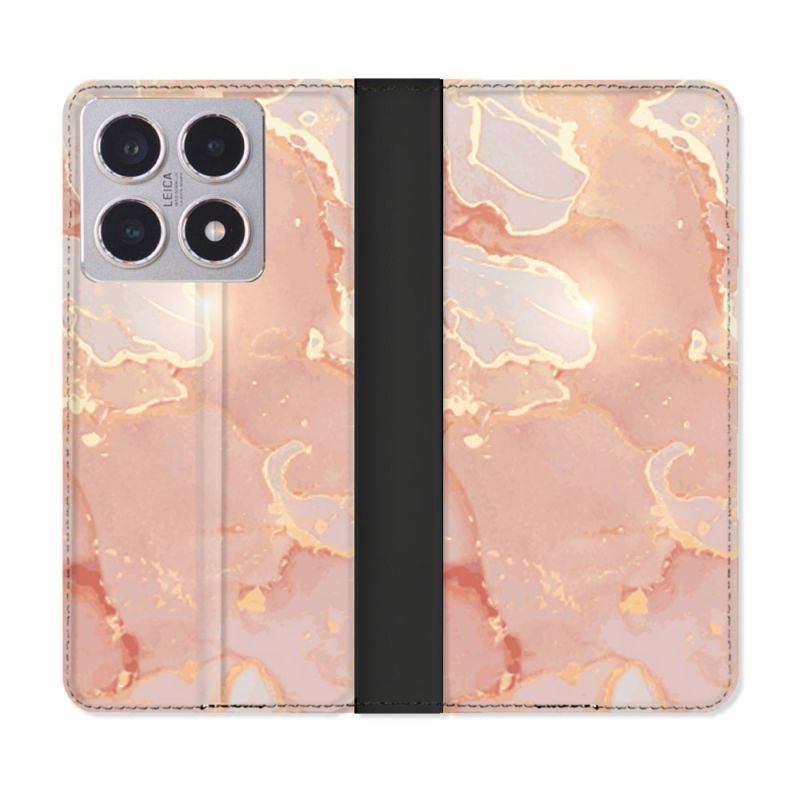 Housse cuir portefeuille Pour Xiaomi 15T Texture Marbre Rose