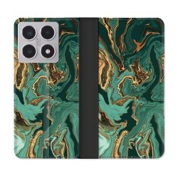 Housse cuir portefeuille Pour Xiaomi 15T Texture Marbre Vert
