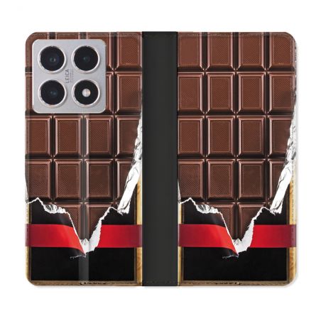 Housse cuir portefeuille Pour Xiaomi 15T Texture Trompe Oeil Chocolat