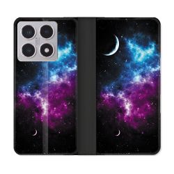 Housse cuir portefeuille Pour Xiaomi 15T Univers Bleu Violet