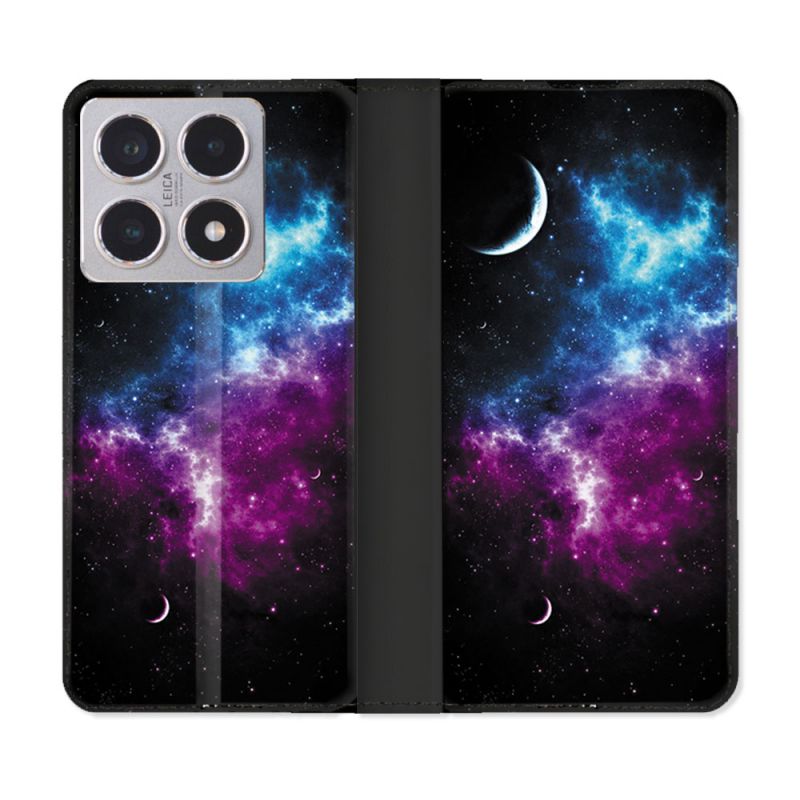 Housse cuir portefeuille Pour Xiaomi 15T Univers Bleu Violet