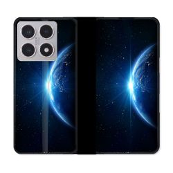 Housse cuir portefeuille Pour Xiaomi 15T Univers Planete Terre