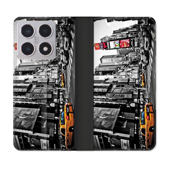 Housse cuir portefeuille Pour Xiaomi 15T Voyage Amerique USA New York Taxi