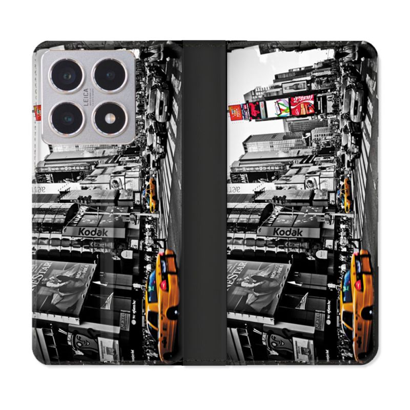 Housse cuir portefeuille Pour Xiaomi 15T Voyage Amerique USA New York Taxi