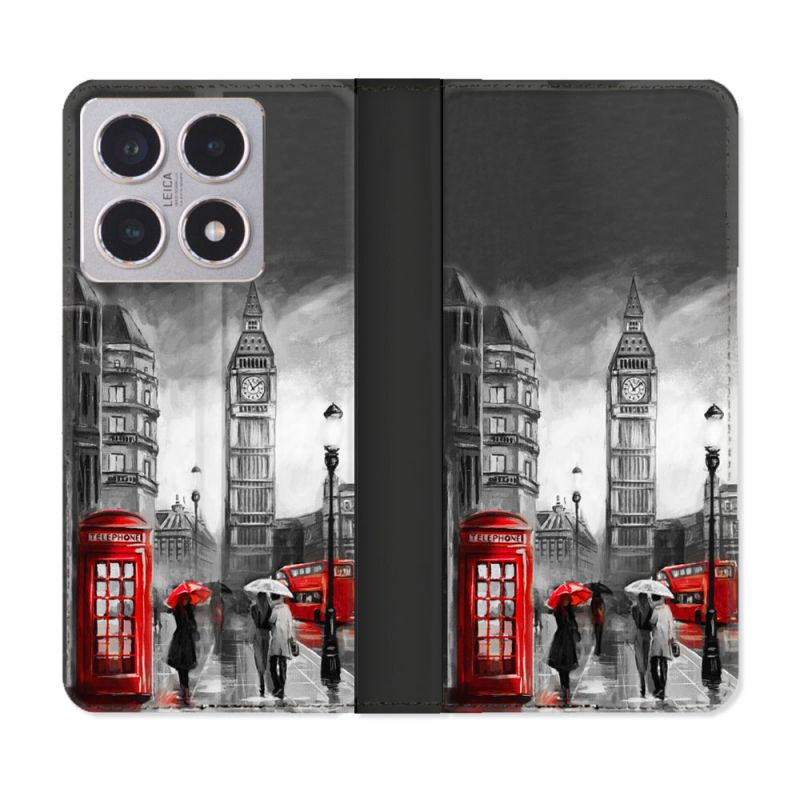 Housse cuir portefeuille Pour Xiaomi 15T Voyage Angleterre Londres Vintage