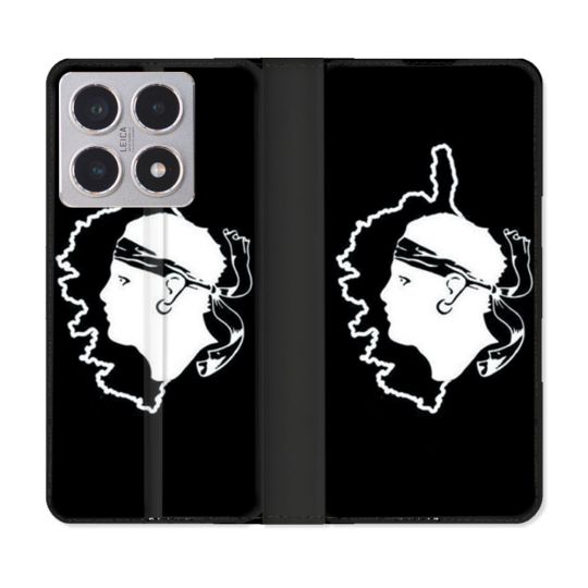 Housse cuir portefeuille Pour Xiaomi 15T Voyage Corse Noir