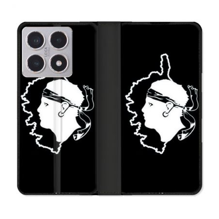 Housse cuir portefeuille Pour Xiaomi 15T Voyage Corse Noir