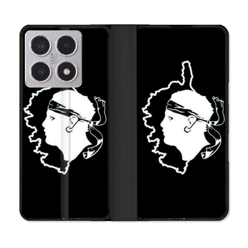 Housse cuir portefeuille Pour Xiaomi 15T Voyage Corse Noir