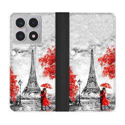 Housse cuir portefeuille Pour Xiaomi 15T Voyage France Paris Rouge