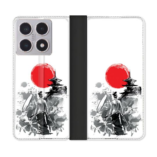 Housse cuir portefeuille Pour Xiaomi 15T Voyage Japon Femme