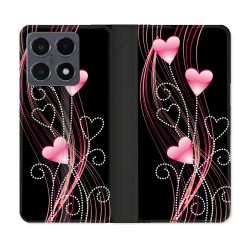 Housse cuir portefeuille Pour Xiaomi 15T Pro Amour Coeur Rose Montant sur Noir