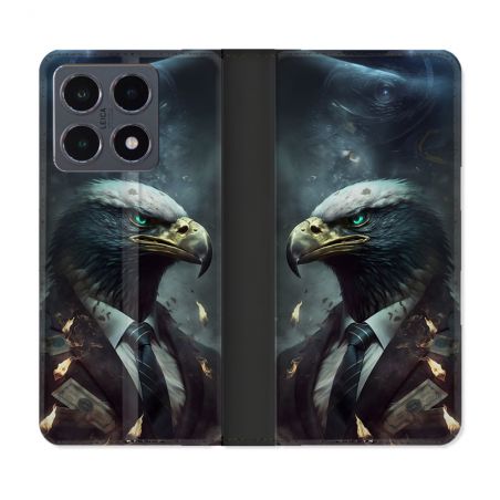 Housse cuir portefeuille Pour Xiaomi 15T Pro Animal Aigle Business