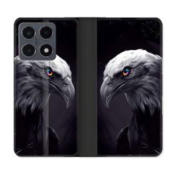 Housse cuir portefeuille Pour Xiaomi 15T Pro Animal Aigle Royal Noir