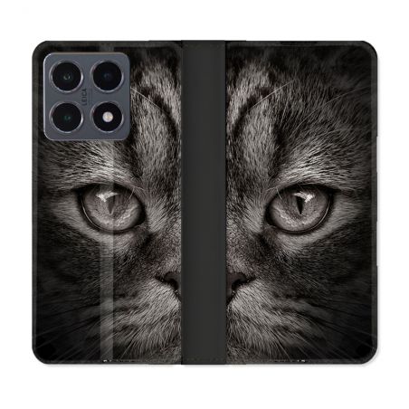 Housse cuir portefeuille Pour Xiaomi 15T Pro Animal Chat Gris