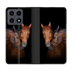 Housse cuir portefeuille Pour Xiaomi 15T Pro Animal Cheval Marron