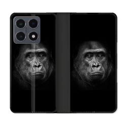 Housse cuir portefeuille Pour Xiaomi 15T Pro Animal Gorille Noir
