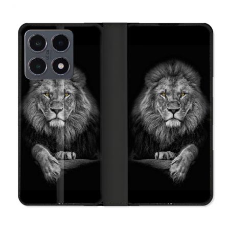 Housse cuir portefeuille Pour Xiaomi 15T Pro Animal Lion Majestueux