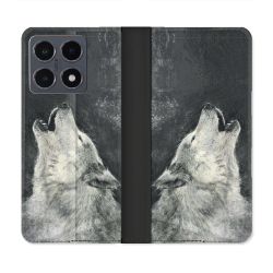 Housse cuir portefeuille Pour Xiaomi 15T Pro Animal Loup Hurlement