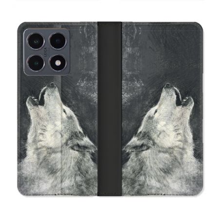 Housse cuir portefeuille Pour Xiaomi 15T Pro Animal Loup Hurlement