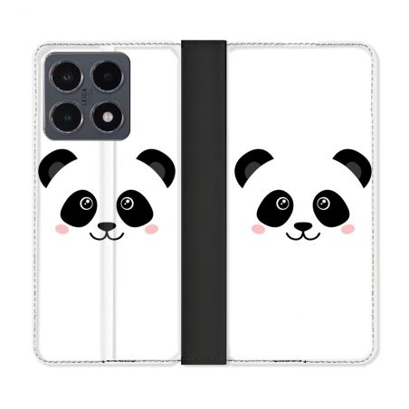 Housse cuir portefeuille Pour Xiaomi 15T Pro Animal Panda Blanc