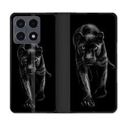 Housse cuir portefeuille Pour Xiaomi 15T Pro Animal Panthère Noire