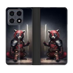 Housse cuir portefeuille Pour Xiaomi 15T Pro Animal Raton Samouraï