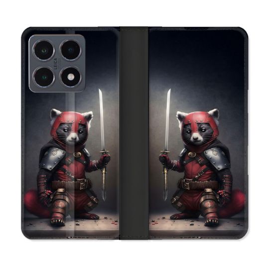 Housse cuir portefeuille Pour Xiaomi 15T Pro Animal Raton Samouraï