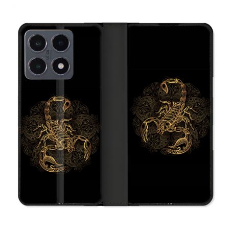 Housse cuir portefeuille Pour Xiaomi 15T Pro Animal Scorpion Fresque