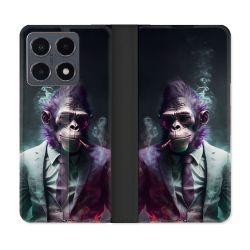 Housse cuir portefeuille Pour Xiaomi 15T Pro Animal Singe Business