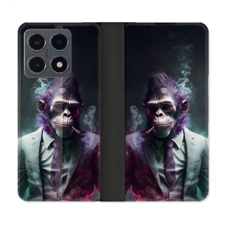 Housse cuir portefeuille Pour Xiaomi 15T Pro Animal Singe Business