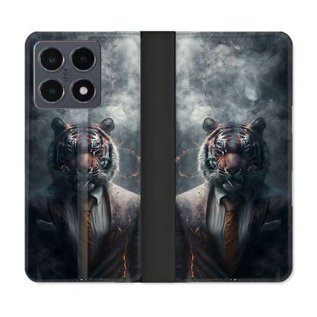 Housse cuir portefeuille Pour Xiaomi 15T Pro Animal Tigre Business