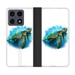 Housse cuir portefeuille Pour Xiaomi 15T Pro Animal Tortue Blanche multicolore