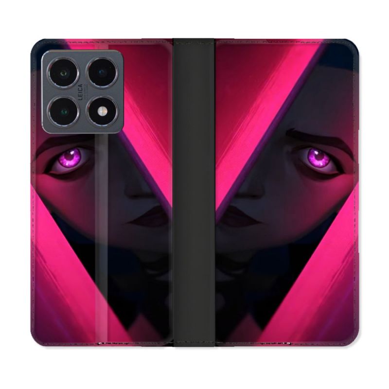 Housse cuir portefeuille Pour Xiaomi 15T Pro Arcane Jinx Rose