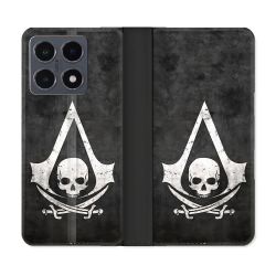 Housse cuir portefeuille Pour Xiaomi 15T Pro Assassin Creed Tete Mort