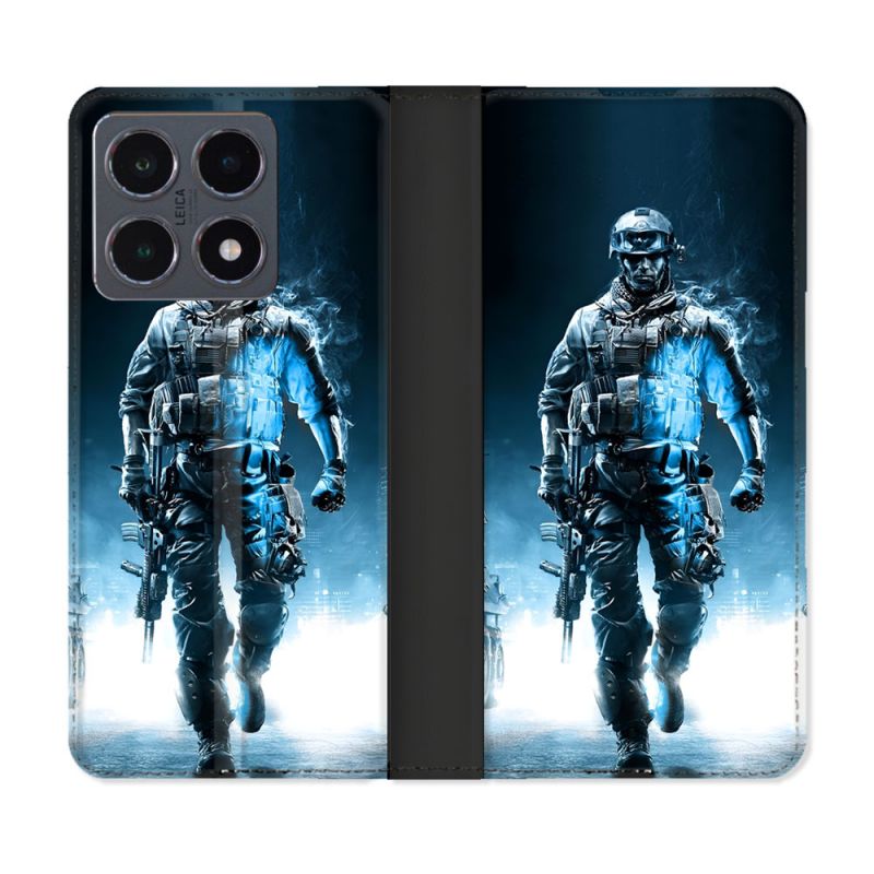 Housse cuir portefeuille Pour Xiaomi 15T Pro Call Of Duty Guerrier