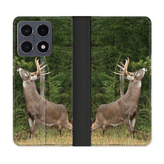 Housse cuir portefeuille Pour Xiaomi 15T Pro Chasse Cerf