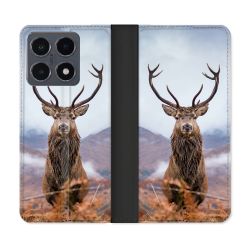 Housse cuir portefeuille Pour Xiaomi 15T Pro Chasse Chevreuil Montagne