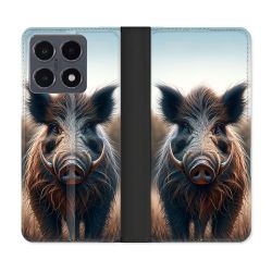 Housse cuir portefeuille Pour Xiaomi 15T Pro Chasse Sanglier Attaque