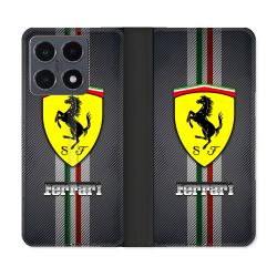 Housse cuir portefeuille Pour Xiaomi 15T Pro Ferrari Carbone