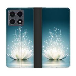 Housse cuir portefeuille Pour Xiaomi 15T Pro Fleur Lotus Blanc