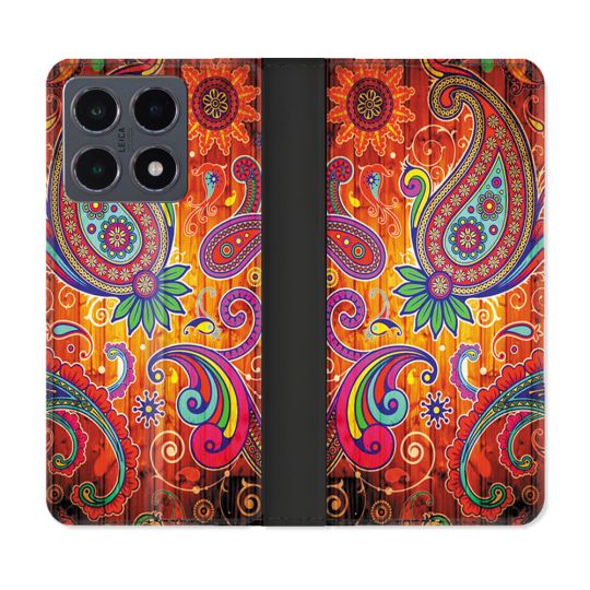 Housse cuir portefeuille Pour Xiaomi 15T Pro Fleur Psychedelic