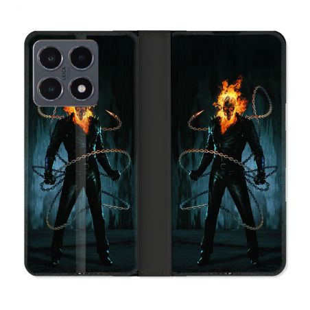 Housse cuir portefeuille Pour Xiaomi 15T Pro Ghost Rider