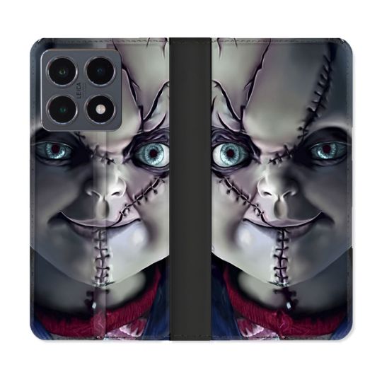 Housse cuir portefeuille Pour Xiaomi 15T Pro Horreur Chucky Cicatrice