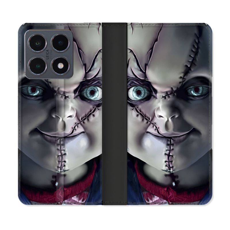 Housse cuir portefeuille Pour Xiaomi 15T Pro Horreur Chucky Cicatrice
