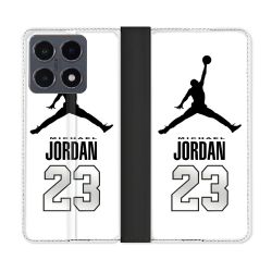 Housse cuir portefeuille Pour Xiaomi 15T Pro Jordan 23 Blanc