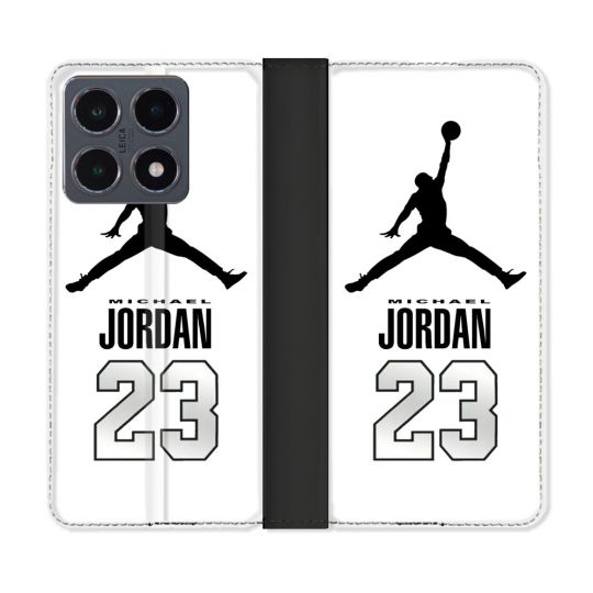 Housse cuir portefeuille Pour Xiaomi 15T Pro Jordan 23 Blanc