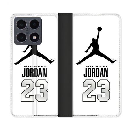 Housse cuir portefeuille Pour Xiaomi 15T Pro Jordan 23 Blanc