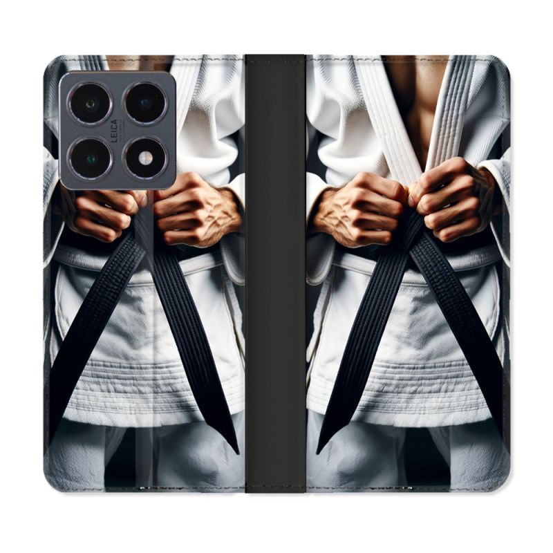 Housse cuir portefeuille Pour Xiaomi 15T Pro Kimono Ceinture